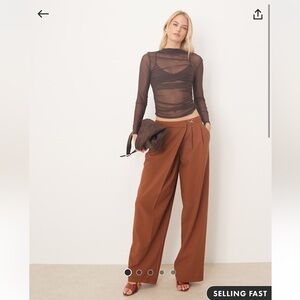ASOS Rust-Brown Wide Leg High Waist Trousers